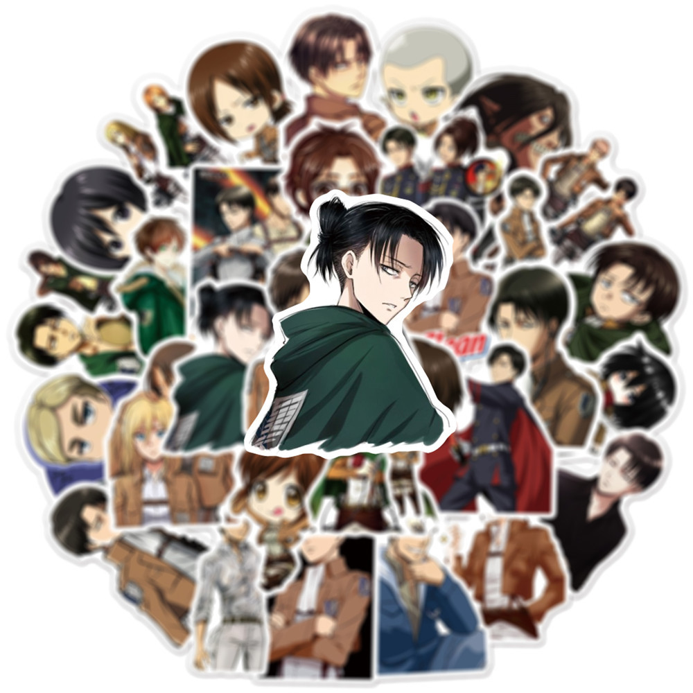 Set 50 nhãn dán hình hoạt hình Attack On Titan dùng để trang trí máy tính xách tay / va li