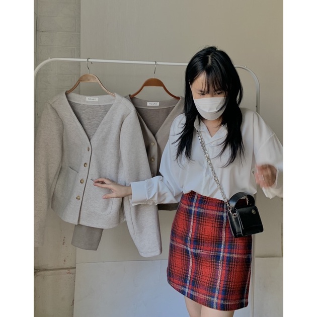 Chân váy dạ kẻ