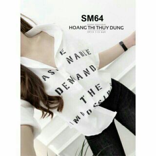 Áo sơ mi phối chữ