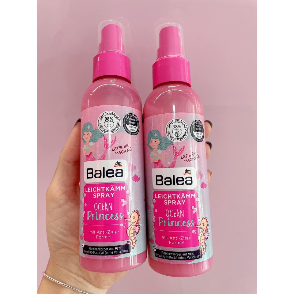 Xịt dưỡng tóc Balea Ocean Princess chống rối tóc cho bé gái của Đức