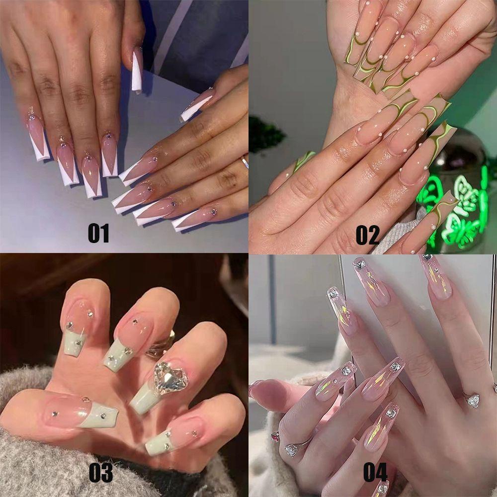 MIHAN1 Bộ 24 Móng Tay Giả Che Phủ Toàn Diện Tháo Rời Được