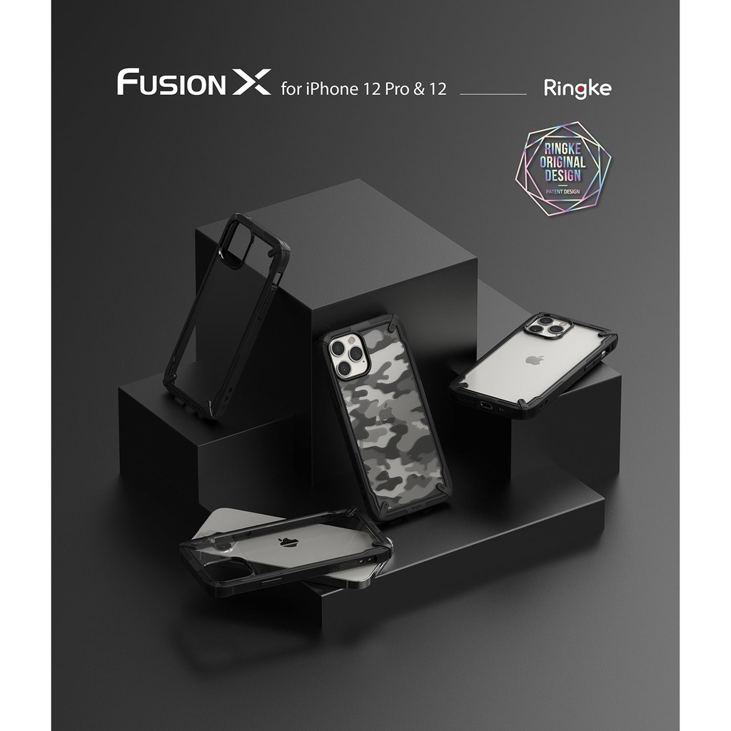 Ốp Ringke Fusion X, iPhone 12 Pro Max / iPhone 12/12Pro / iPhone 12 Mini, Chống va đập, Màu đen