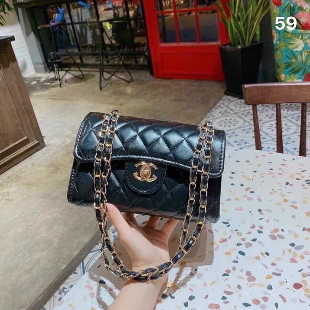 Túi đeo vai, đeo chéo nữ dây xích phối ô trám siêu sang chảnh