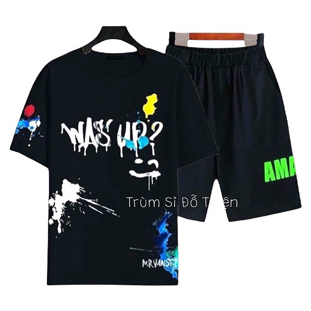 ĐỒ BỘ NAM  FREESHIP  BỘ THỂ THAO WAS UP MẪU MỚI UNISEX MẶC NHÀ TẬP GYM PHONG CÁCH TRẺ TRUNG NĂNG ĐỘNG