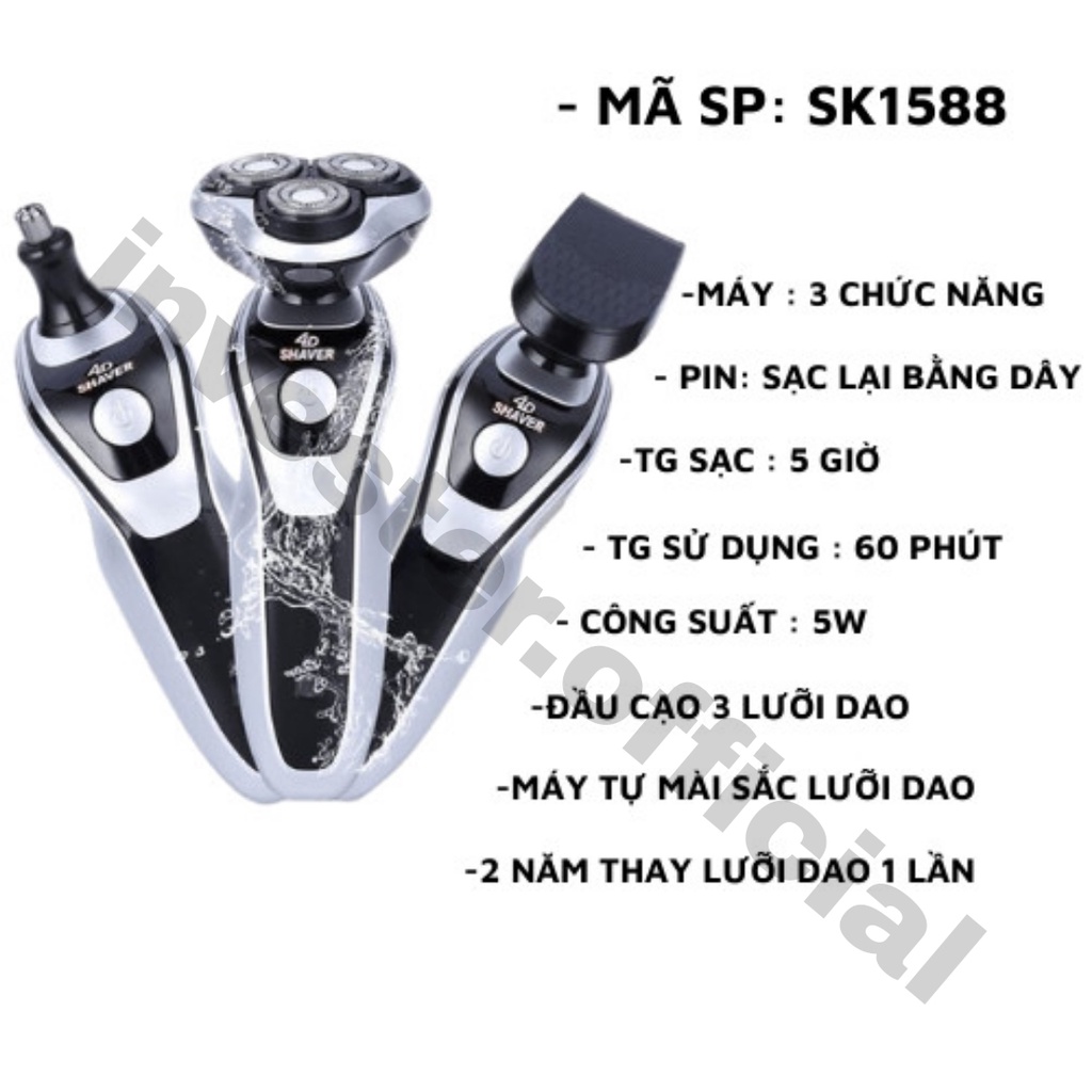 Máy cạo râu INVESTER.OFFICIAL  Máy cạo râu đa năng Shaver sk1588 cạo không đau rát, Thông minh chống nước