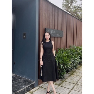 ❌ ảnh thật_còn đen‼️ đầm midi ôm xoè dài sát nách li eo
