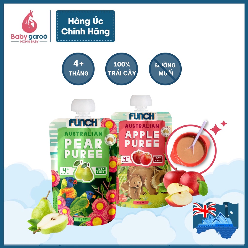 Trái cây nghiền ăn dặm cho bé từ 4 tháng tuổi FUNCH 120g (Date 2023)