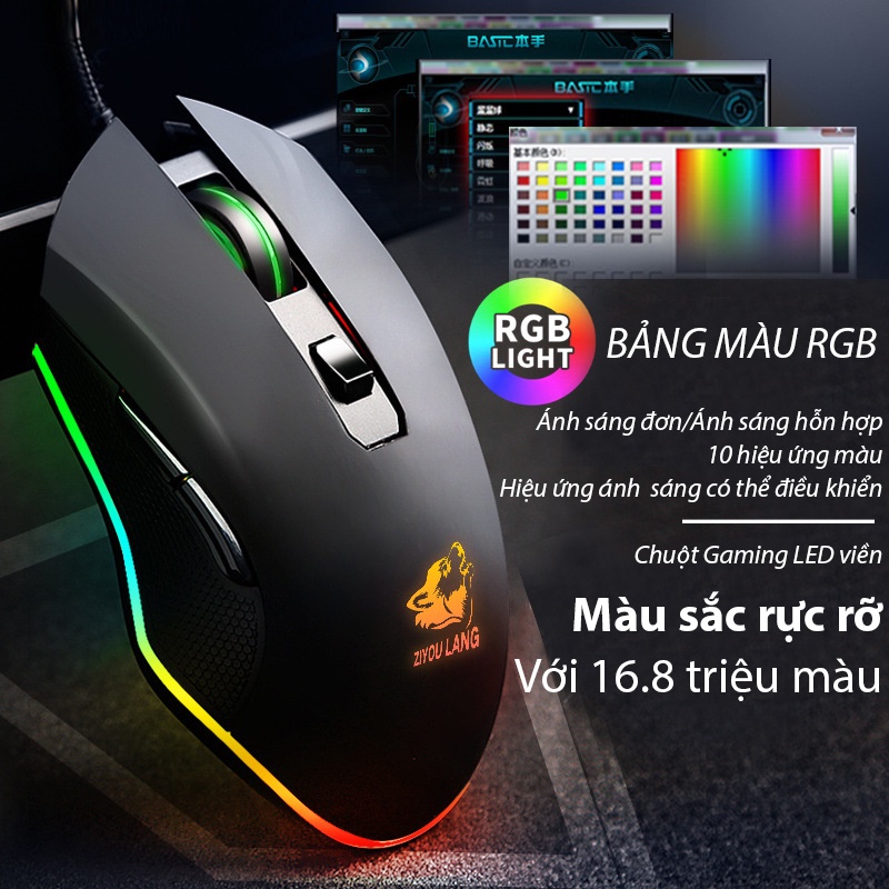 Chuột máy tính Coputa chuột gaming có dây chơi game LED viền V1