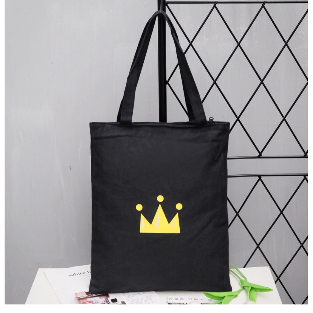 [HOT NHẤT SHOPEE] Túi tote đeo chéo vải đựng đồ canvas Hàn Quốc cao cấp có khoá miệng nhiều mẫu hot