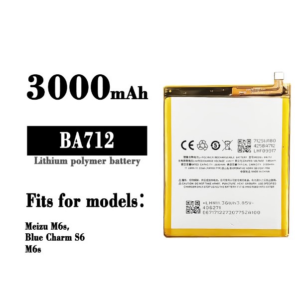 Pin Meizu M6S / Meizu S 2018 BA712 3000mAh | Hàng Nhập Khẩu | Tặng bộ tháo mở + seal dán