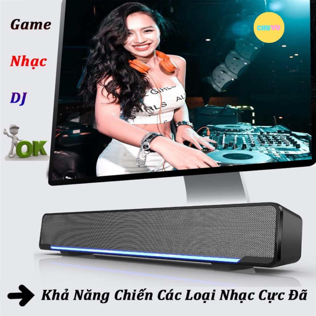 Loa máy tính bluetooth, Loa vi tính SADA V-196 siêu trầm có dải đèn led cao cấp thích hợp với cả tivi laptop điện thoại