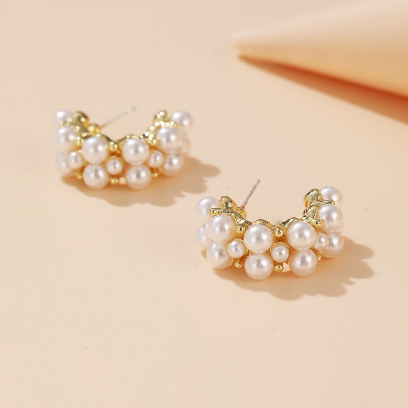 Bông Tai Đính Ngọc Trai Nhân Tạo Phong Cách Retro Âu Mỹ Thời Trang