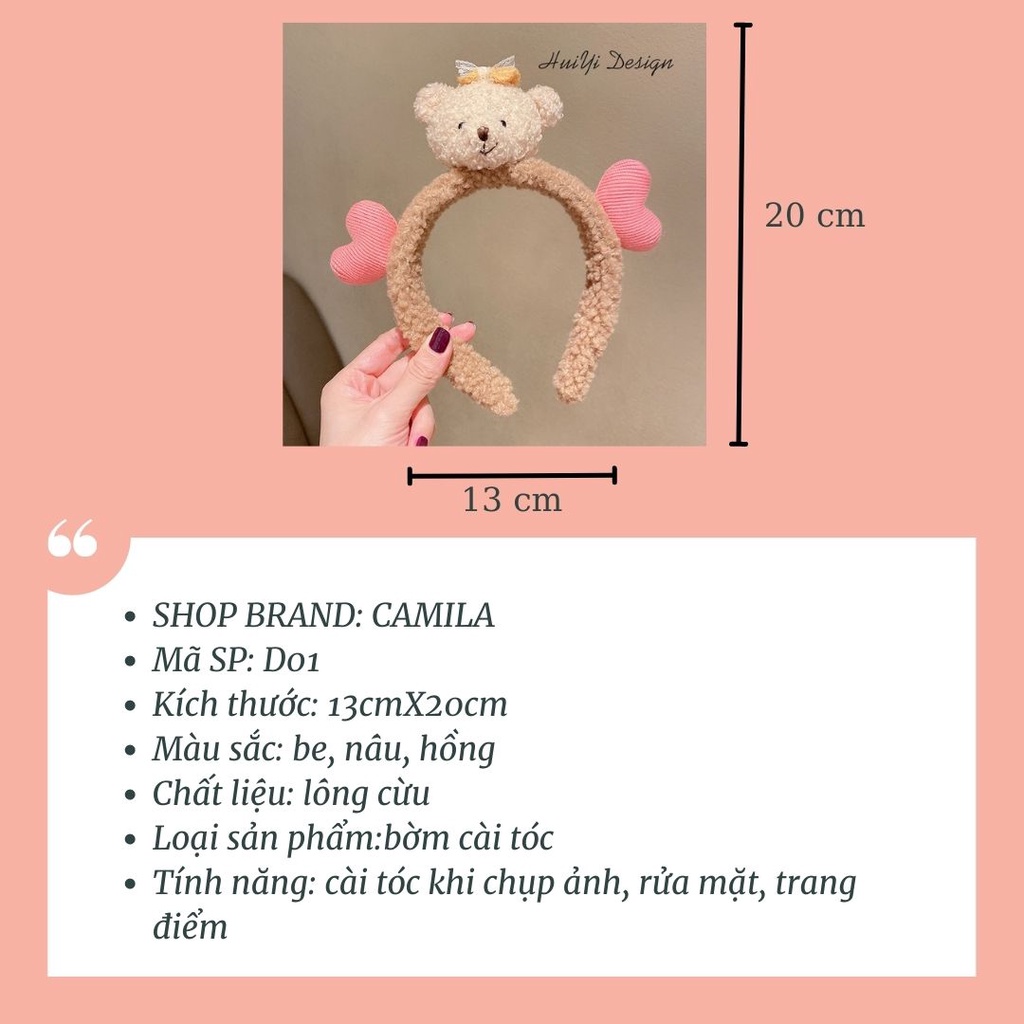 Băng đô rửa mặt cài tóc hình thú bờm tóc cute CAMILA D01