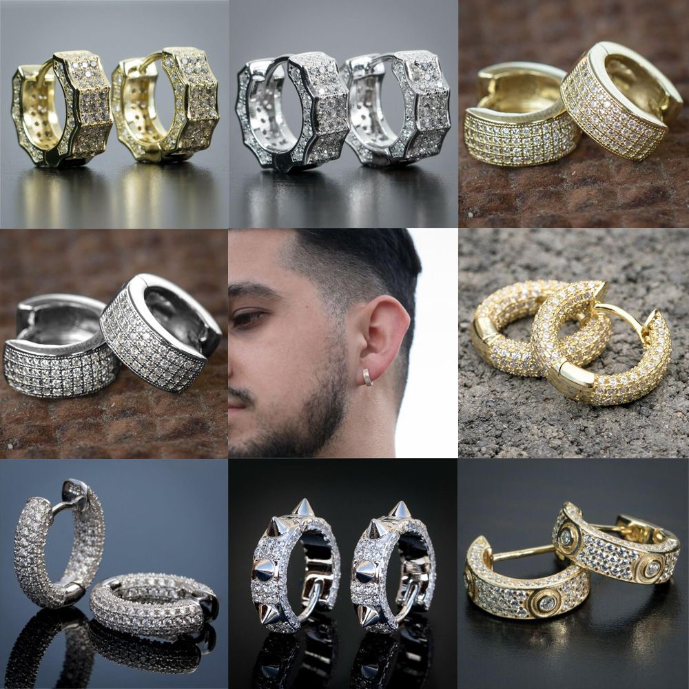 Khuyên tai dạng vòng đính đá zircon thời trang cho nam và nữ