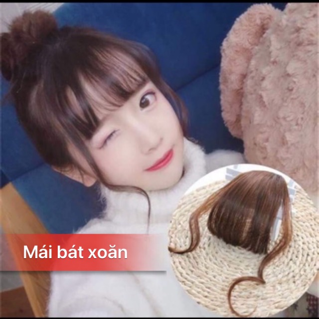 Tóc mái giả ❤️FREESHIP❤️ Tóc giả mái thưa bát xoăn sợi tơ cao cấp