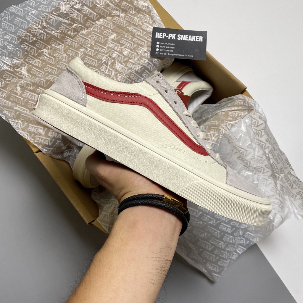 Giày đi học Vans Style 36 Đỏ/Trắng - REPK Sneaker | Phiên bản 1:1 chuẩn