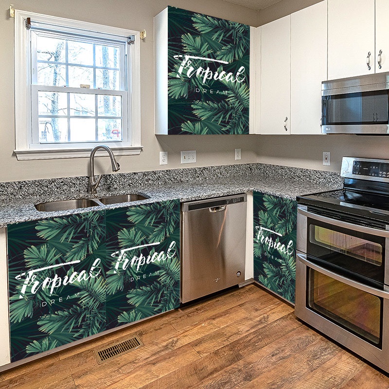 Rèm vải dày chống bụi chống thấm nước cho cửa tủ nhà bếp，Tủ rèm Velcro Rèm chìm Không cần đục lỗ Chống bụi tự dính Nhà bếp Cửa sổ Màn che Rèm chân tường，Tủ bếp trượt giá rẻ Rèm che tủ bếp