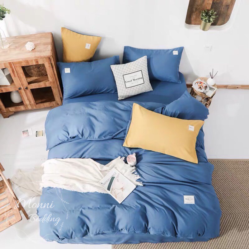 BỘ CHĂN GA GỐI COTTON HÀN QUỐC TICI MÀU XANH DƯƠNG
