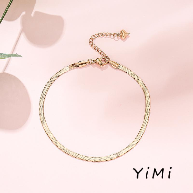 【Yimi.Vn】 Lắc Chân Dây Xích Kim Loại Mảnh Họa Tiết Xương Rắn Cao Cấp