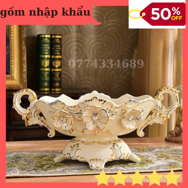 Đĩa Đưng Hoa Qủa- Khay Đựng Bánh kẹo hoa quả Bằng Gốm Nhập Khẩu Cao Cấp kt 42*23*18cm