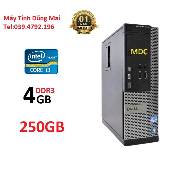 Case máy tính đồng bộ dell Optiplex 3010/7010 Core i3/Ram 4GB/ổ cứng HDD 250GB. Tặng usb thu wifi. Hàng Nhập Khẩu