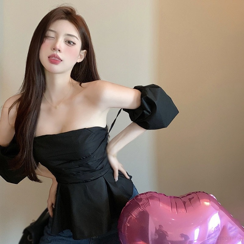 Áo Nữ Trễ Vai Ngắn Tay Thời Trang Hàn Quốc Quyến Rũ