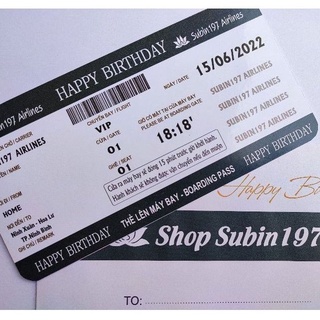 Thiệp sinh nhật - kiểu vé máy bay