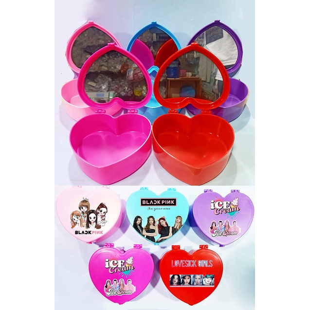 Hộp tim blackpink kèm gương HKG26 dễ thương cute đựng trang sức hoạt hình