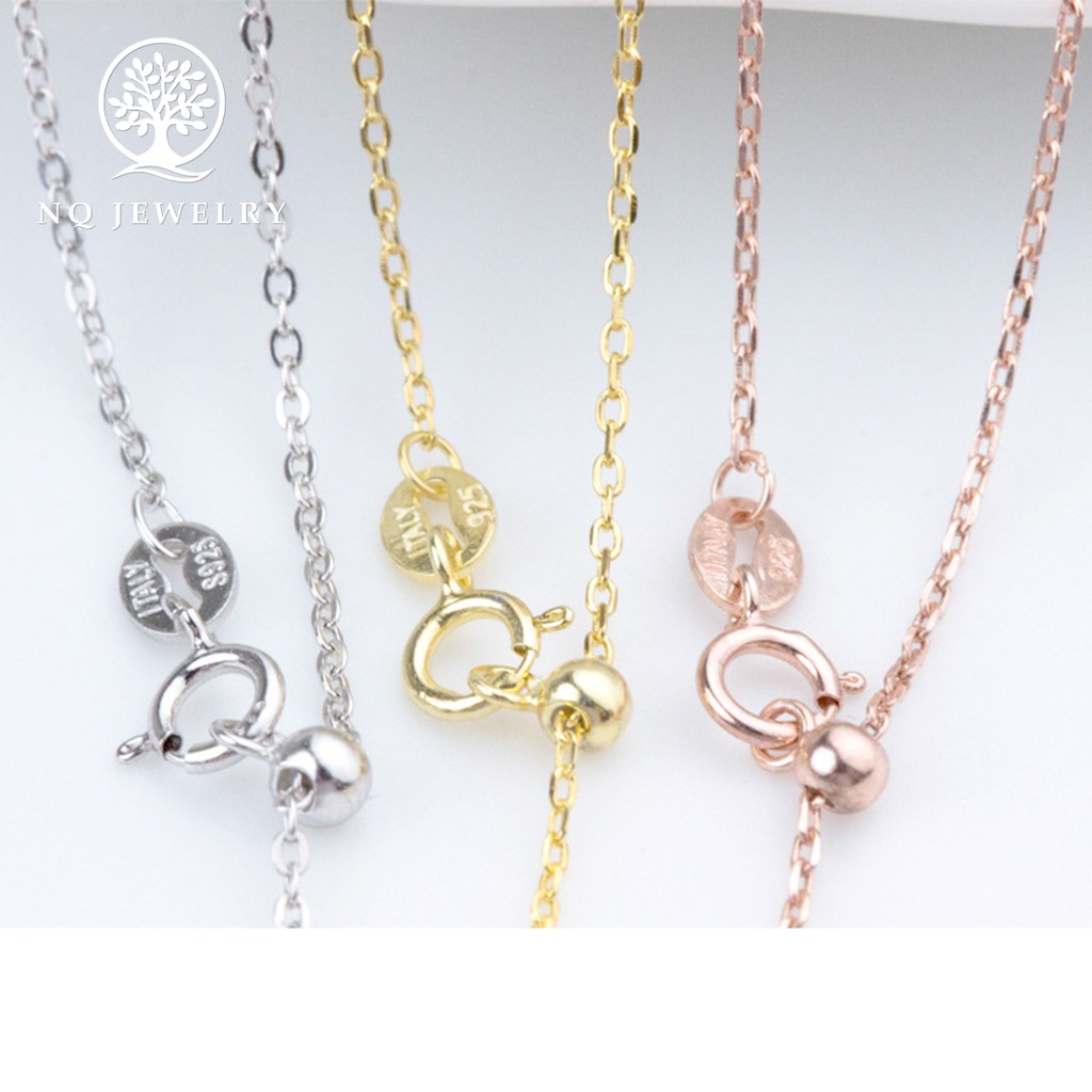 Dây chuyền bạc dạng móc xích khóa thẳng dùng để xỏ hạt hoặc lu thống - NQ Jewelry