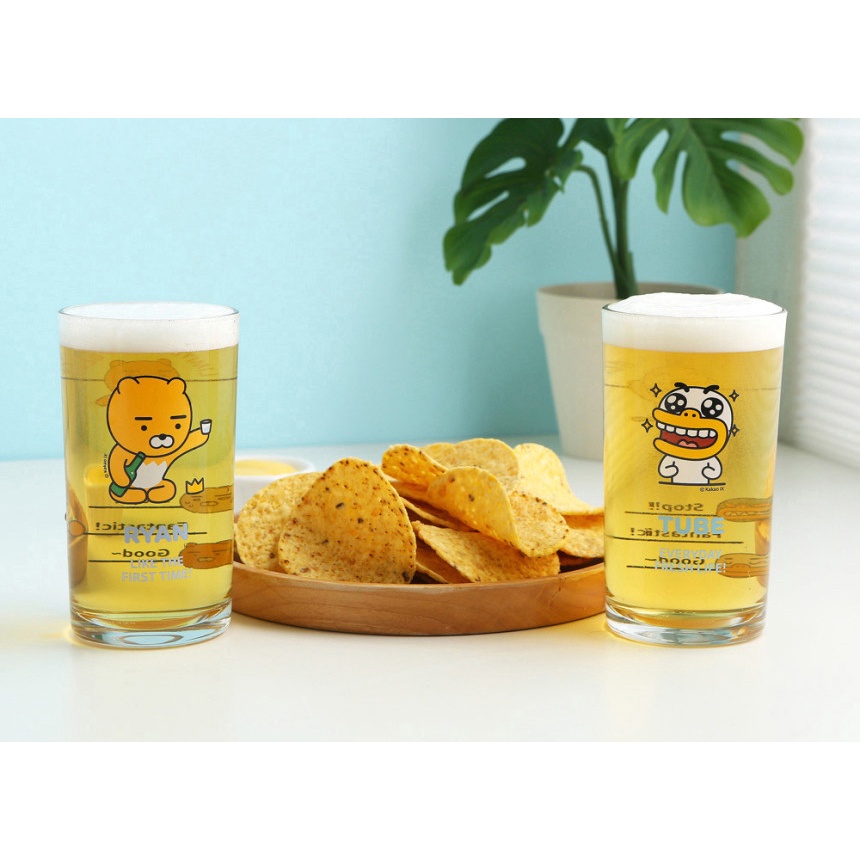 Set ly thủy tinh uống bia và soju họa tiết nhân vật Kakao Friends vui nhộn