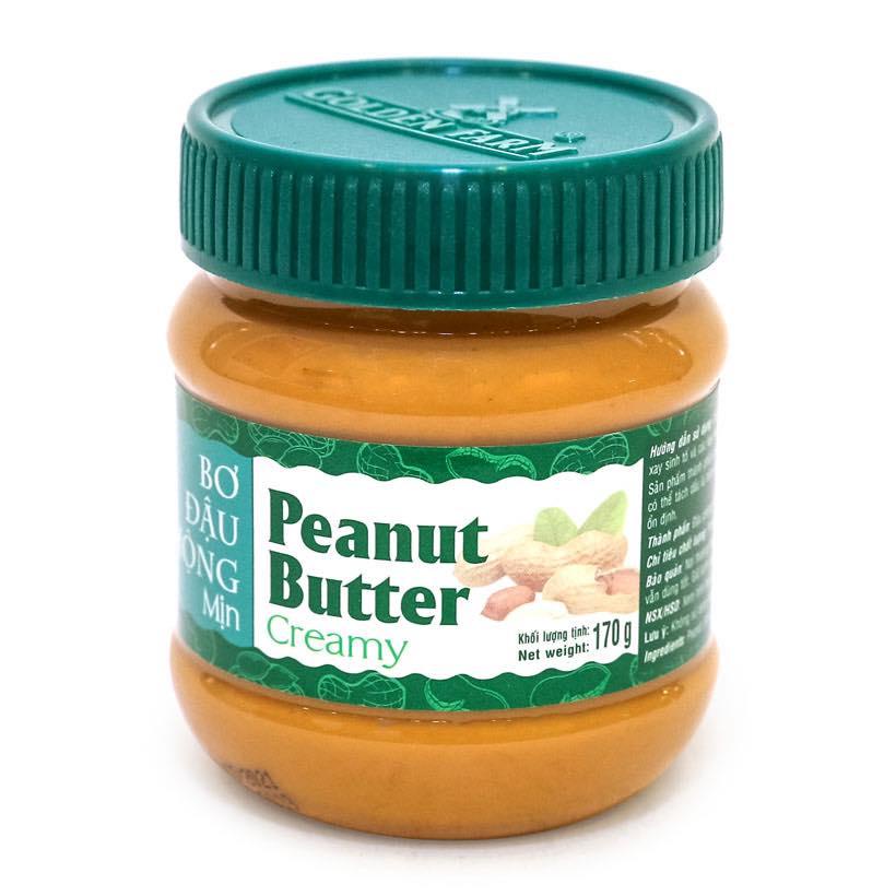 Bơ Đậu Phộng Mịn Peanut Butter Creamy Golden Farm dùng làm bánh, ăn kèm bánh mì, xôi hoặc nấu ăn - hũ 170gr
