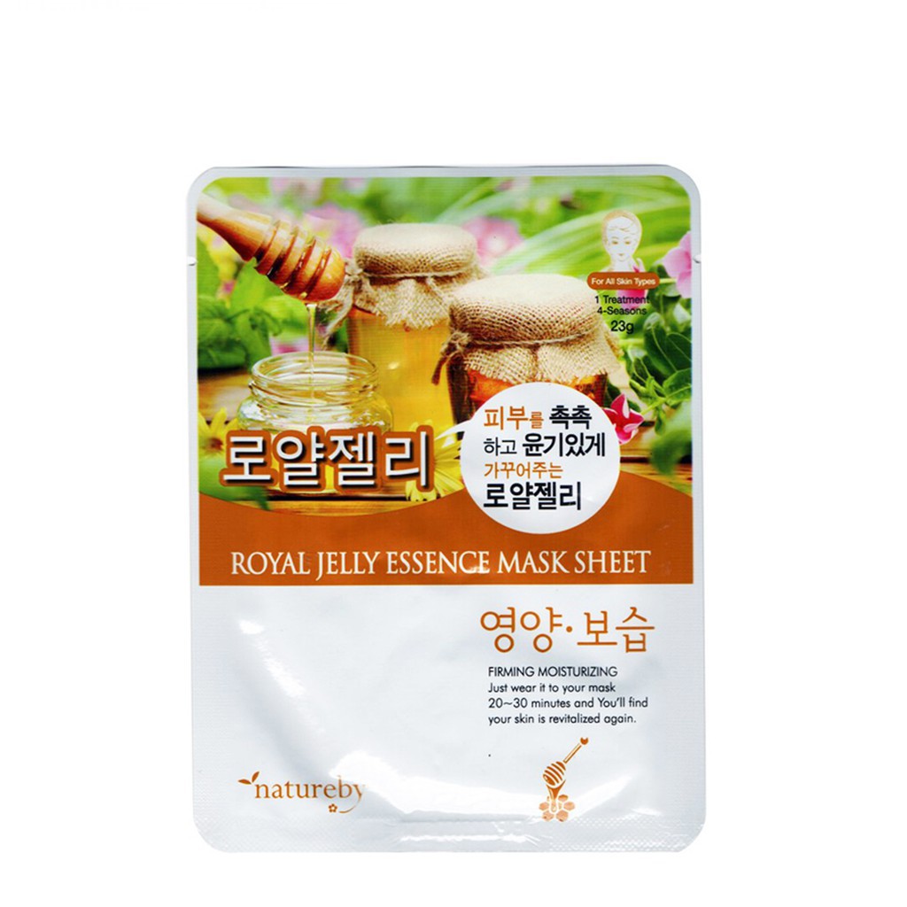 Mặt Nạ Sữa Ong Chúa Royal Jelly Essence Mask Sheet dưỡng da kháng khuẩn, tái tạo TBG - NATUREBY - HÀN QUỐC