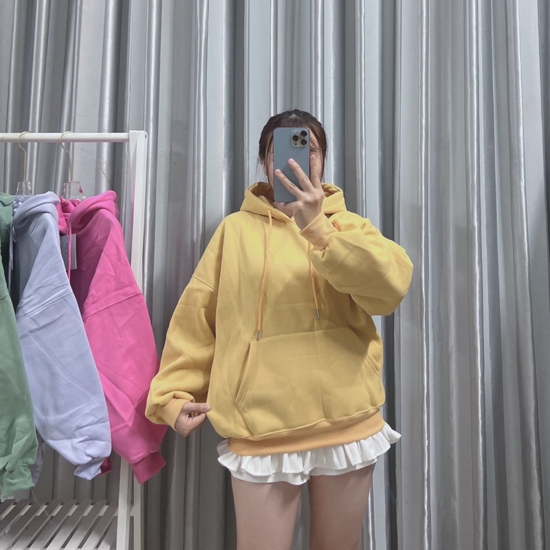 Áo hoodie nỉ bông QC trơn 7 màu