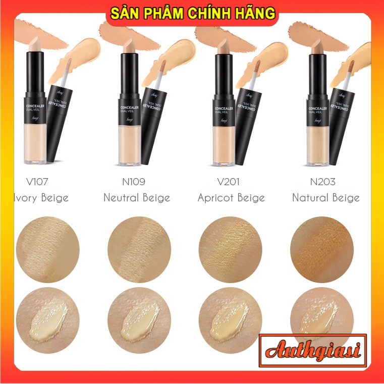 Che khuyết điểm The Face Shop Dual Veil Concealer EX CKĐ TFS Hàn Quốc 2 đầu kiềm dầu che phủ tốt