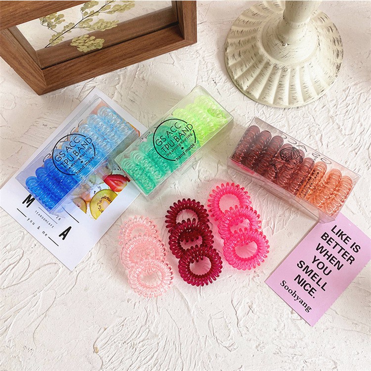Bộ Dây Buộc Tóc Dạng Lò Xo Màu Sắc Ngọt Ngào Đơn Giản Cho Nữ