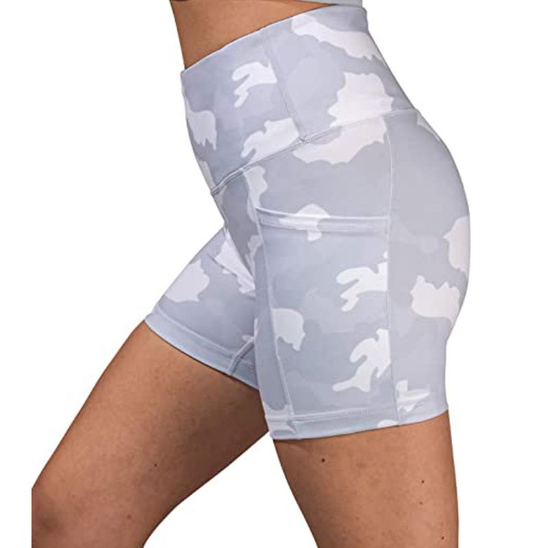 Quần Short Legging Tập Yoga Lưng Cao In Họa Tiết Rằn Ri Phối Túi Thời Trang Cho Nữ
