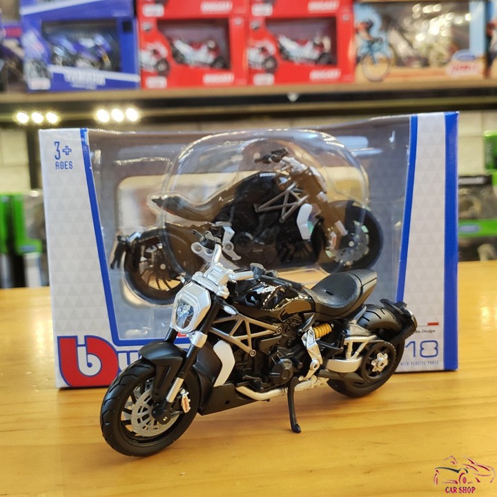 Mô hình xe mô tô Ducati XDiavel Carshop tỉ lệ 1:18 hãng Burago màu đen