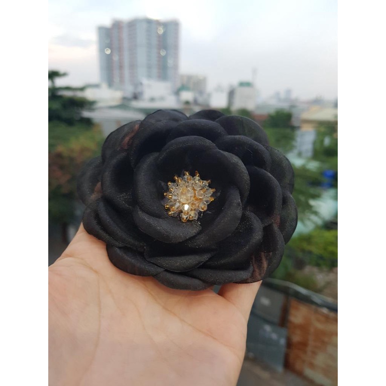 Hoa voan cài áo handmade cao cấp nhiều màu giá sỉ [HANN- Hoa cài áo, pk thời trang]