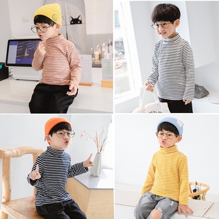 BK13 Áo cổ lọ cho bé, áo dài tay cho bé kẻ ngang, xuất Hàn, cotton