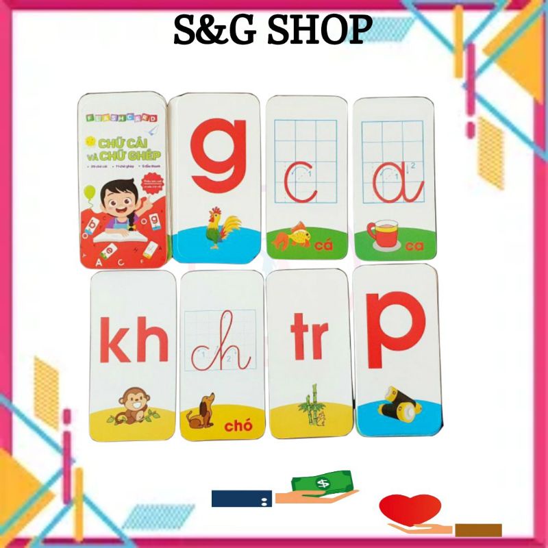 Bộ thẻ học thông minh, 42 thẻ flashcard băng giấy dày nhận biết chữ cái và chữ ghép cho bé từ 1 tuổi kích thước 7x14cm