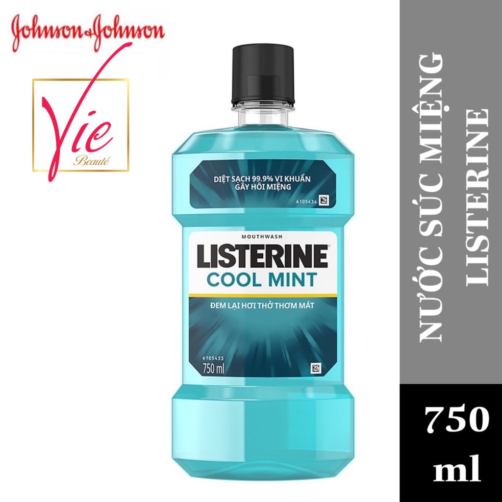 Nước súc miệng Listerine Cool Mint diệt khuẩn giữ hơi thở thơm mát 750ml