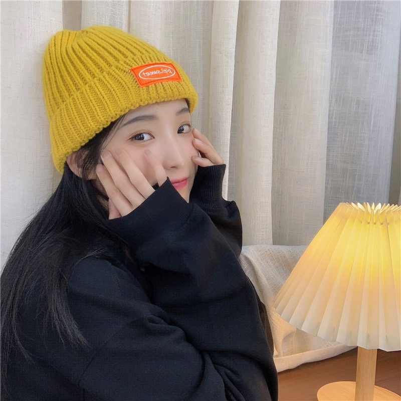 Mũ len mềm mại in chữ thời trang Hàn Quốc dành cho nữ