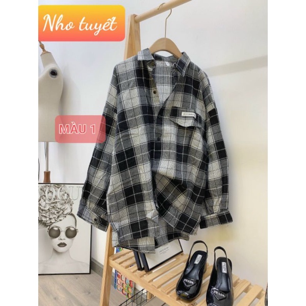 ÁO SƠ MI KẺ ULZZANG HÀN QUỐC TAY ĐÈN LỒNG-139