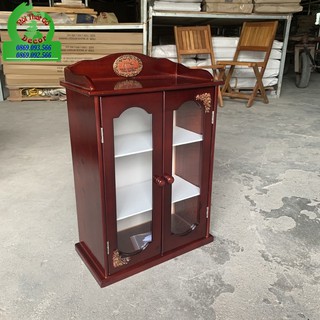 Tủ Y Tế , Tủ Thuốc Gỗ Mái Bằng  [FreeShip - GỖ XUẤT KHẨU]