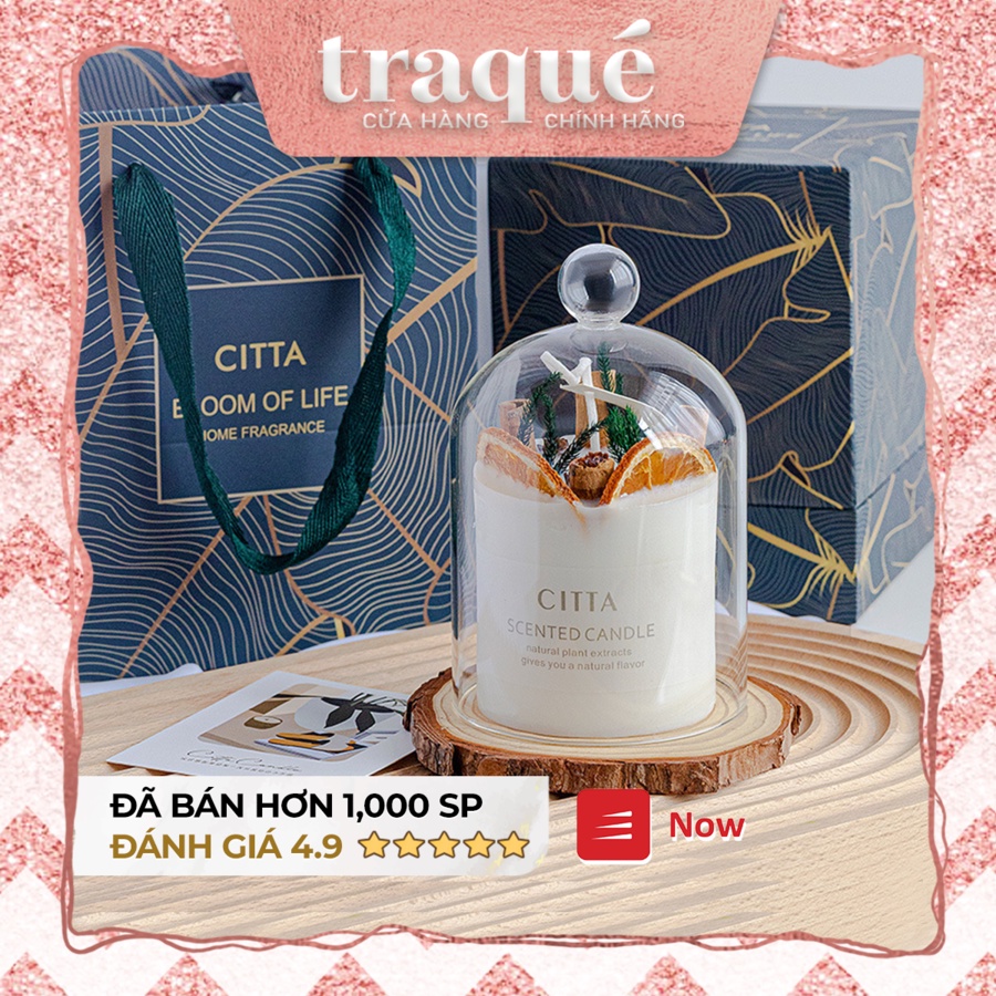 [Set quà tặng] Nến thơm CITTA trang trí phong cách hoa khô thảo mộc - 5 mùi hương đa dạng cho không gian sang trọng