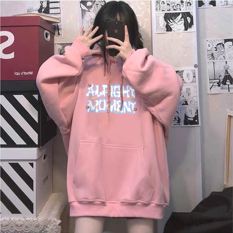 Áo Hoodie Nỉ Bông Unisex Chữ ALRIGHT MOMENT