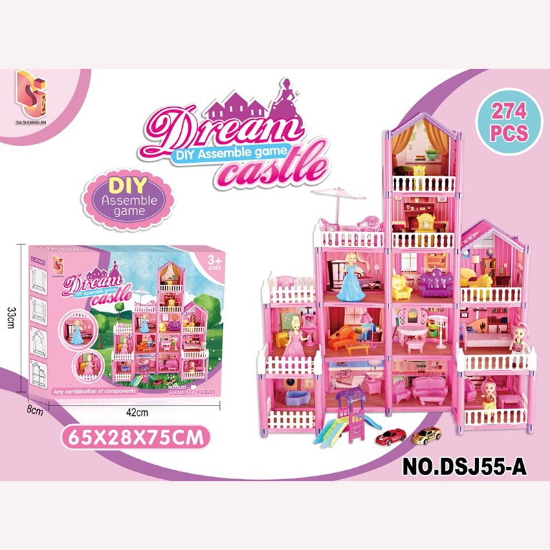 Đồ chơi ngôi nhà búp bê chủ đề hồng nhiều chi tiết mới nhất 2022