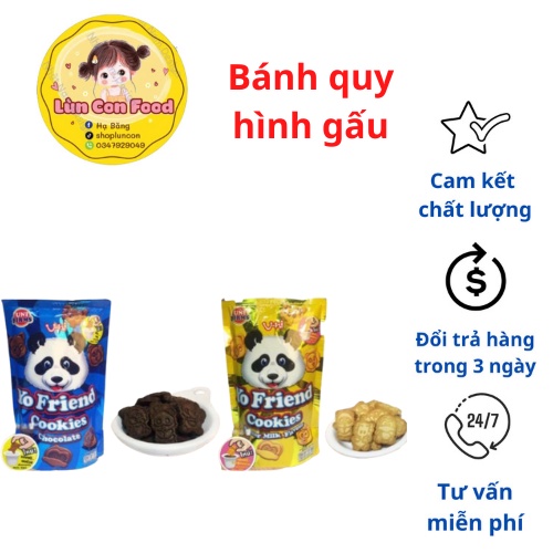 BÁNH QUY HÌNH GẤU + BÁNH QUY BƠ SỮA YO FRIEND THÁI LAN - Lùn Con Food