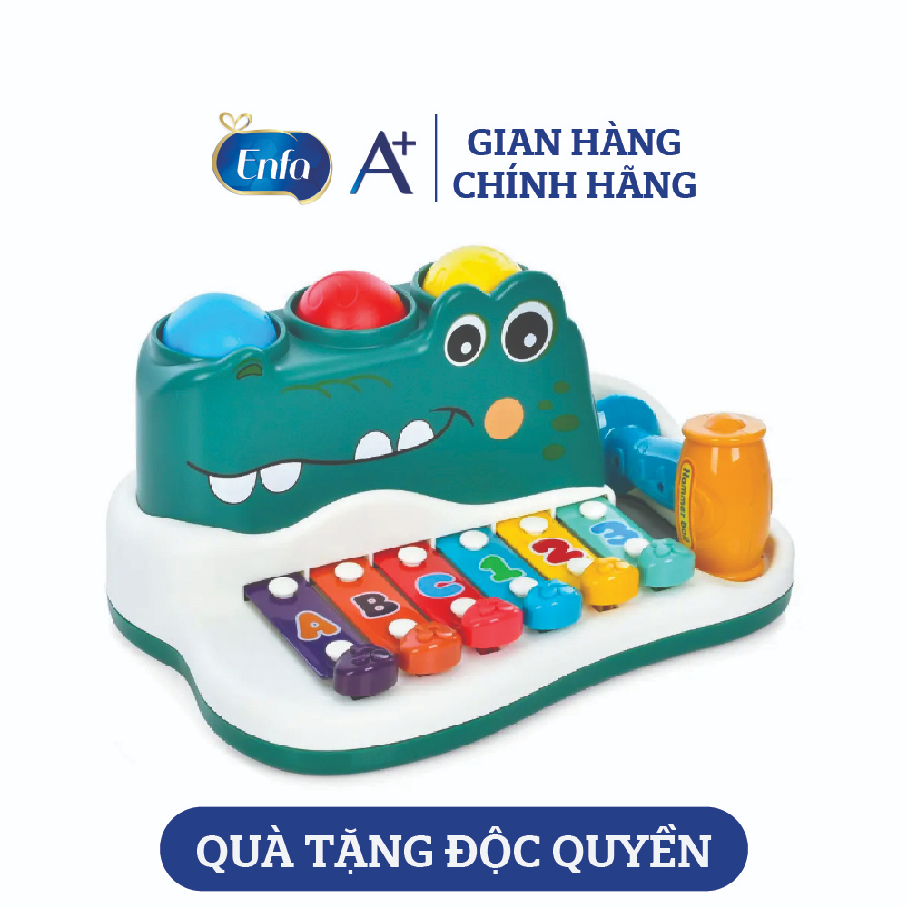 [Quà tặng Enfa] Đồ chơi đàn gõ piano cá sấu