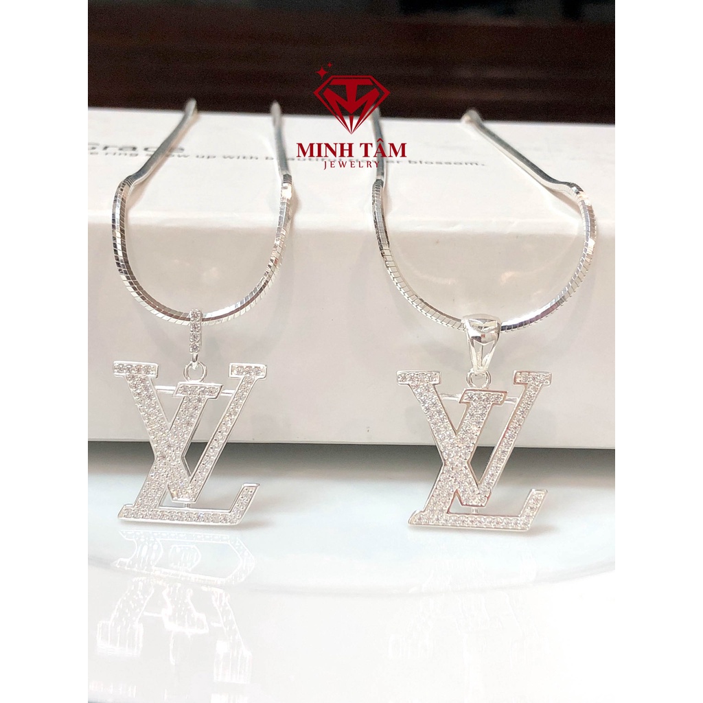 Dây chuyền lụa bạc 925 kết hợp mặt LV size nhỏ cho nam-Minh Tâm Jewelry